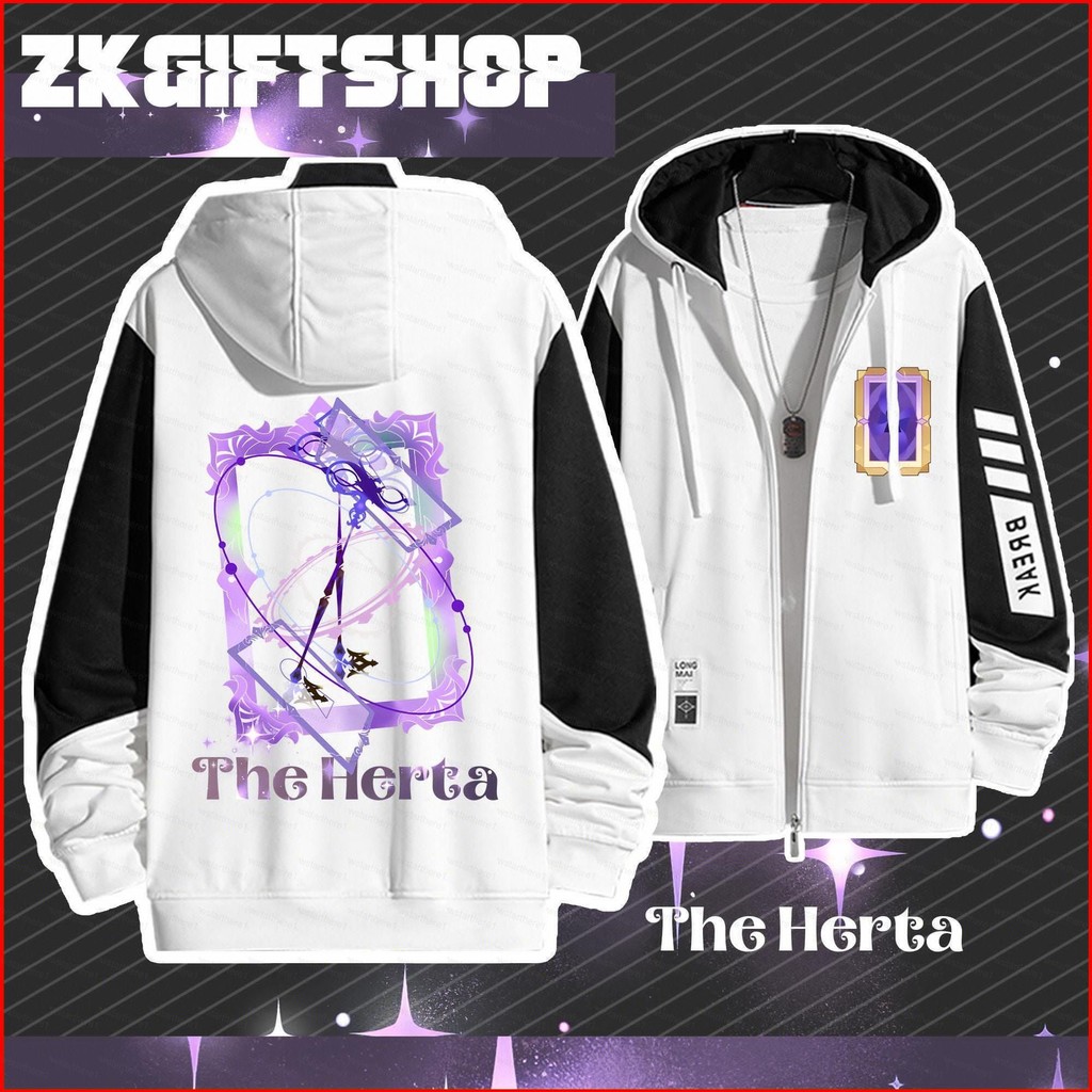 Herta Hoodie จากเกมHonkai Star Rail ออกแบบด้วยลายมือ สวมใส่สบาย เหมาะสำหรับแฟนเกม