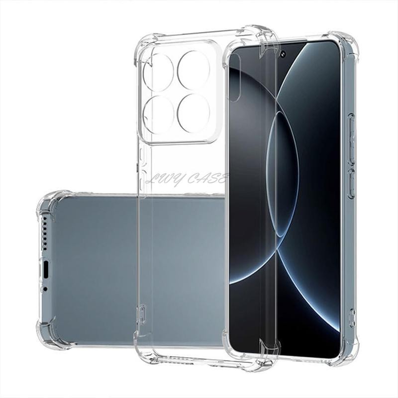 สําหรับ Xiaomi 15T Pro Clear TPU สี่มุมทหาร-เกรดป้องกันเคสโทรศัพท์ฝาครอบป้องกันโปร่งใสนุ่มสําหรับ Xiaomi 14 14T 15 Pro Ultra กล้องเลนส์ป้องกัน