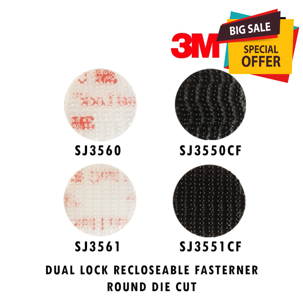 3M Dual Lock Reclosable Fastener Velcro เทปกาวประเภท 400 SJ3561 SJ3551CF สีดําใสเห็ดรอบ
