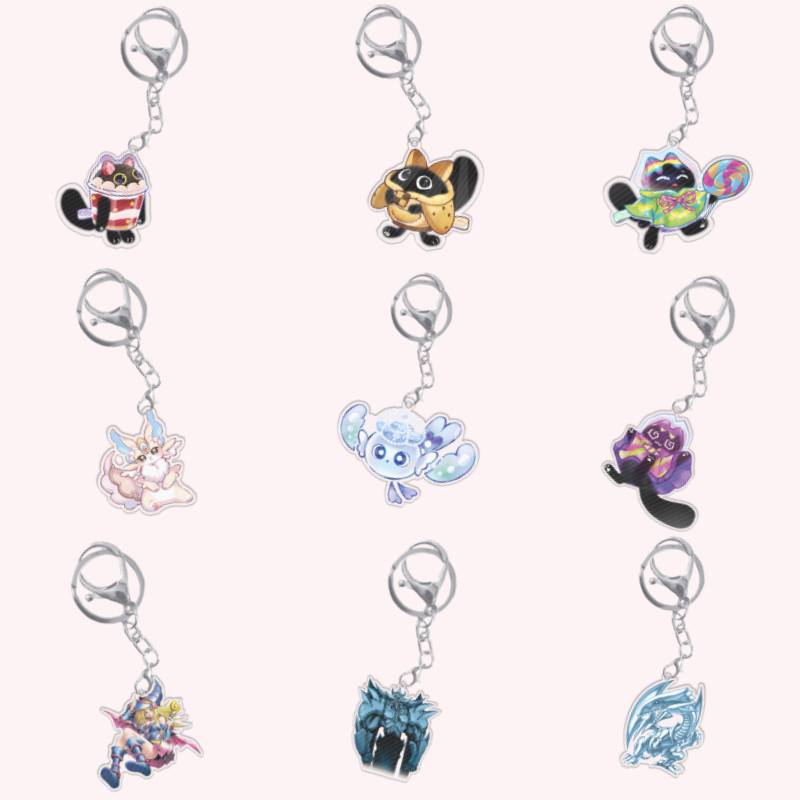 Yugioh พวงกุญแจ Black Magician สาว Yummy Cupsy Mulchardy จี้อะคริลิคกระเป๋าเป้สะพายหลังเครื่องประดับ