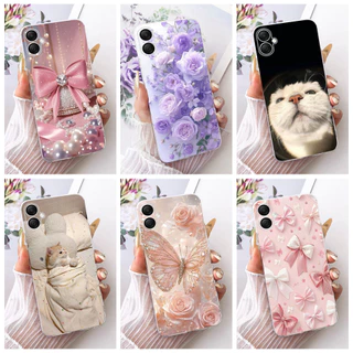 สําหรับ Samsung Galaxy A06 ใหม่ Elegant Floral Cat ภาพวาดปลอก SamsungA06 5G 4G A065F A066B ซิลิโคนนุ่ม TPU เคสโทรศัพท์