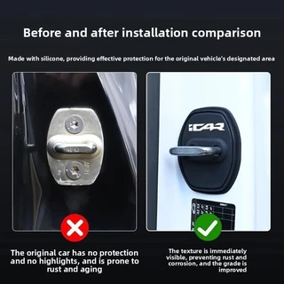 ของแต่ง Chery V23 ปลอกซิลิโคนหุ้มตัวล็อคประตูรถยนต์ แผ่นรองกันกระแทกประตูรถยนต์ ปลอกป้องกันตัวล็อคประตู ของแต่งรถชินจัง icar v23