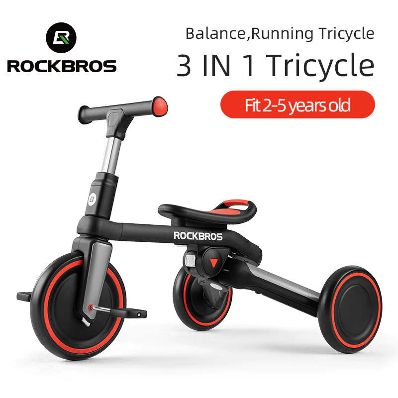 【TH Delivery】【พร้อมส่ง】ROCKBROS จักรยานเด็ก 3 in 1 จักรยานสามล้อพับได้ ปรับสมดุลได้ 2-5 ปีหัดเดินรถเข็นเด็ก