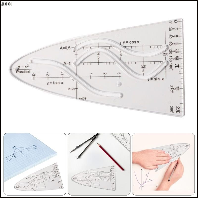 MOON Drawing Parabolic Template เครื่องมือวัดไม้บรรทัดร่างสําหรับนักเรียน Parabolic Stencil Paraboli