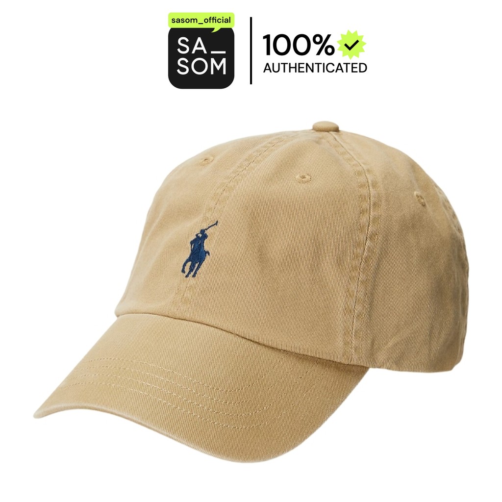 Polo Ralph Lauren The Iconic Cotton Chino Ball Cap Tan Newport Navy | ของแท้ ตรวจสอบโดย SASOM