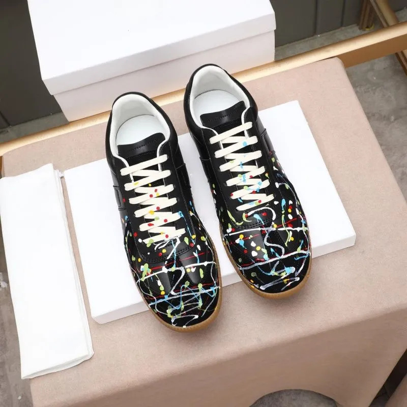 M MM6 Splash Ink Genuine Leather Retro Casual Shoes
