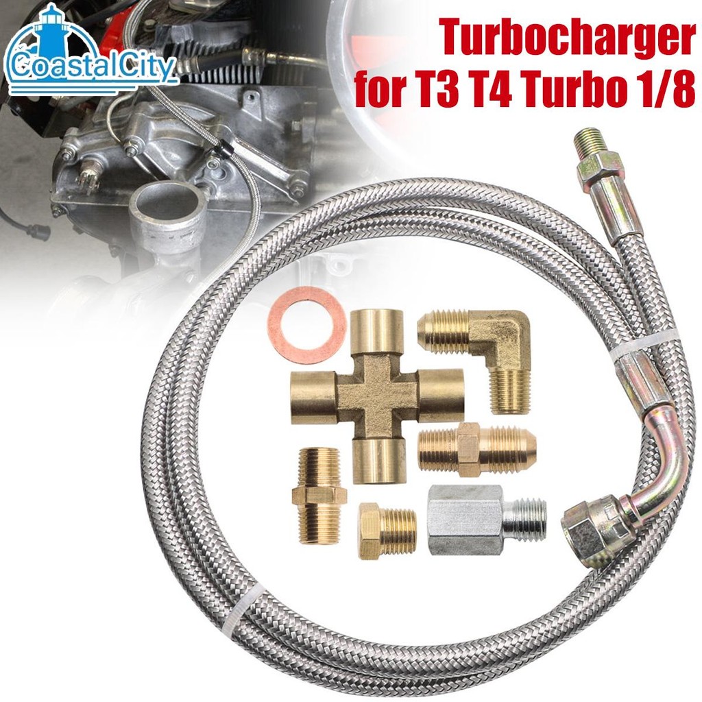Turbine Oil Feed Line Kit Universal Oil Return Line Kit 1/8 NPT สําหรับ T3 T4 SHOPSKC8275