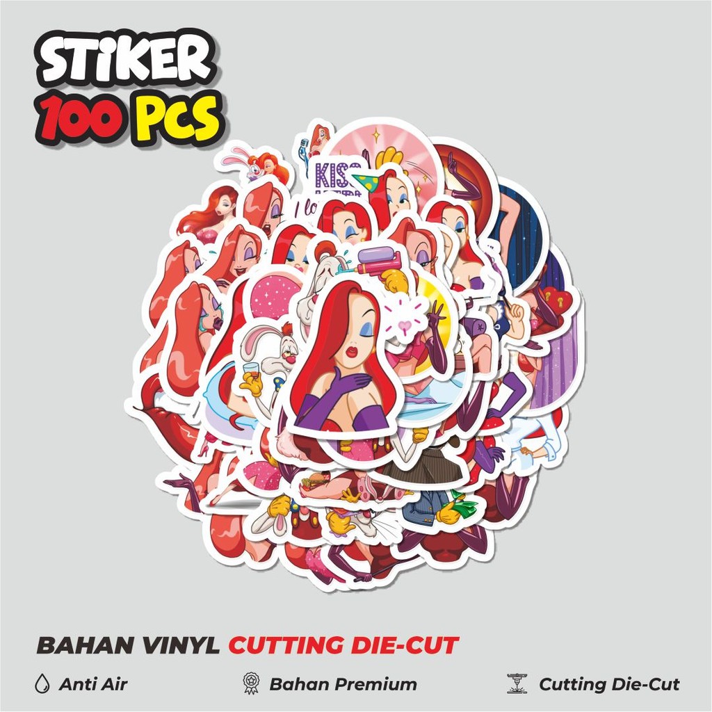 HP 50 ชิ้น Jessica Rabbit Bunny สติ๊กเกอร์ตกแต่งน่ารักที่สร้างสรรค์สําหรับโน๊ตบุ๊ค สเก็ตบอร์ด โทรศัพ