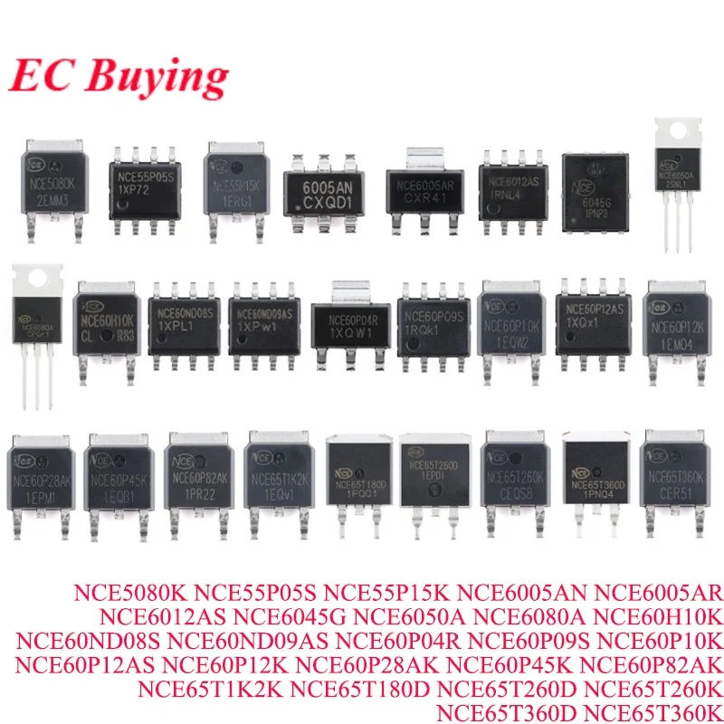 5 ชิ้น NCE5080K NCE55P05S NCE55P15K NCE6005AN NCE6005AR NCE6012AS NCE6045G NCE6050A NCE6080A NCE6080