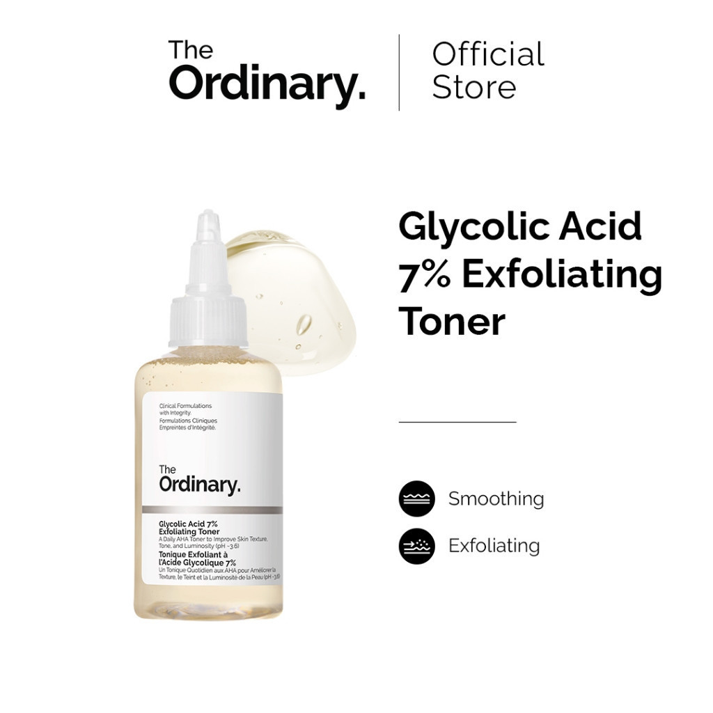 The Ordinary Glycolic Acid 7% Exfoliating Toner - 100mL / 240mL | ผิวเรียบเนียน โทนเนอร์ AHA