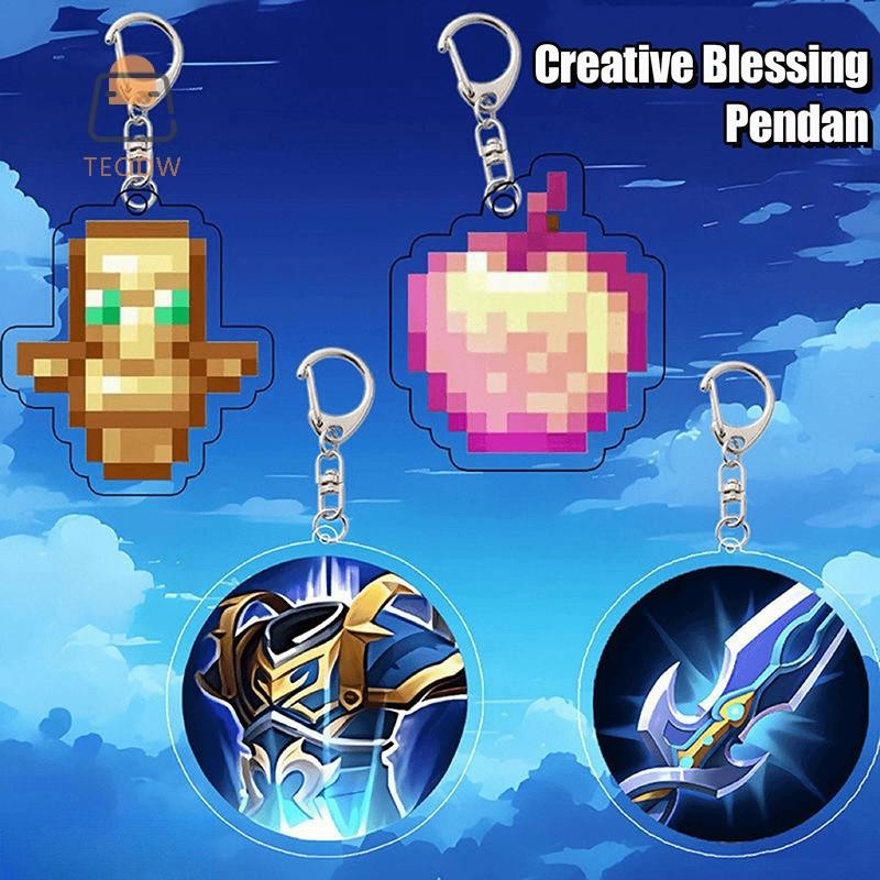 Teodw Minecraft Totem Of Undying Key Chain Gold Apple ของเล่นสะสมจี้อะคริลิค Key Ring