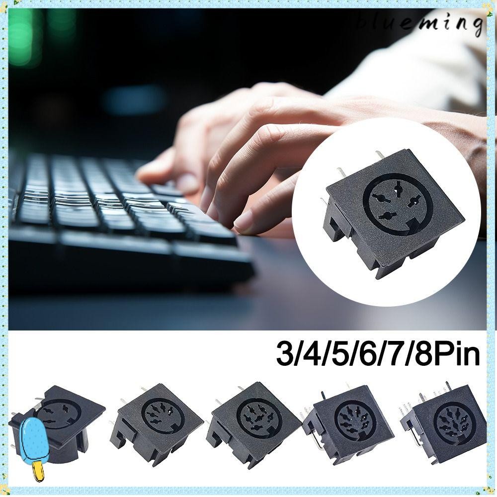 BLUEMING DIN ขั้วต่อซ็อกเก็ตหญิง, 4 5 6 8 เสา 4P/5P/6P/7P/8P แผง PCB Mount DIN Mini Jack, 3 4 5 6 7 