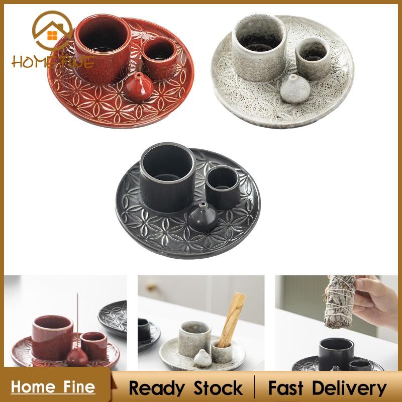 [Katarina_x] เชิงเทียนธูปที่วางโต๊ะการเผาไหม้ Sage กระถางธูปสําหรับพิธีขึ้นบ้านใหม่