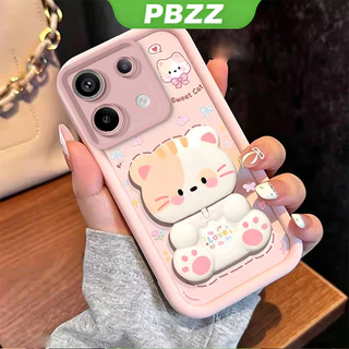 เคสสําหรับ REDMI NOTE 13 4G REDMI NOTE 13 PRO 5G เคสโทรศัพท์ Softcase กันกระแทกการออกแบบใหม่ความงามที่มีผู้ถือ 360° กระจกแต่งหน้า แมวน่ารัก สําหรับเด็กผู้หญิง JTXMMZJ