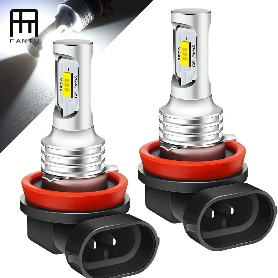 FANTUDZ 2pcs H11 H8 H9 LED 6000K สีขาว 4300K สีเหลือง 8000K Ice Blue Super Bright ไฟหน้าหมอกหลอดไฟ 3