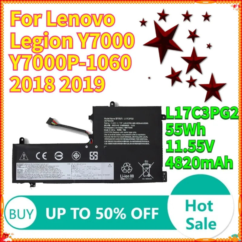 4820mAh 55Wh L17C3PG2 แบตเตอรี่สําหรับ Lenovo Legion Y530-15ICH Y540-15IRH/17IRH Y730 Y740 Y7000 Y70