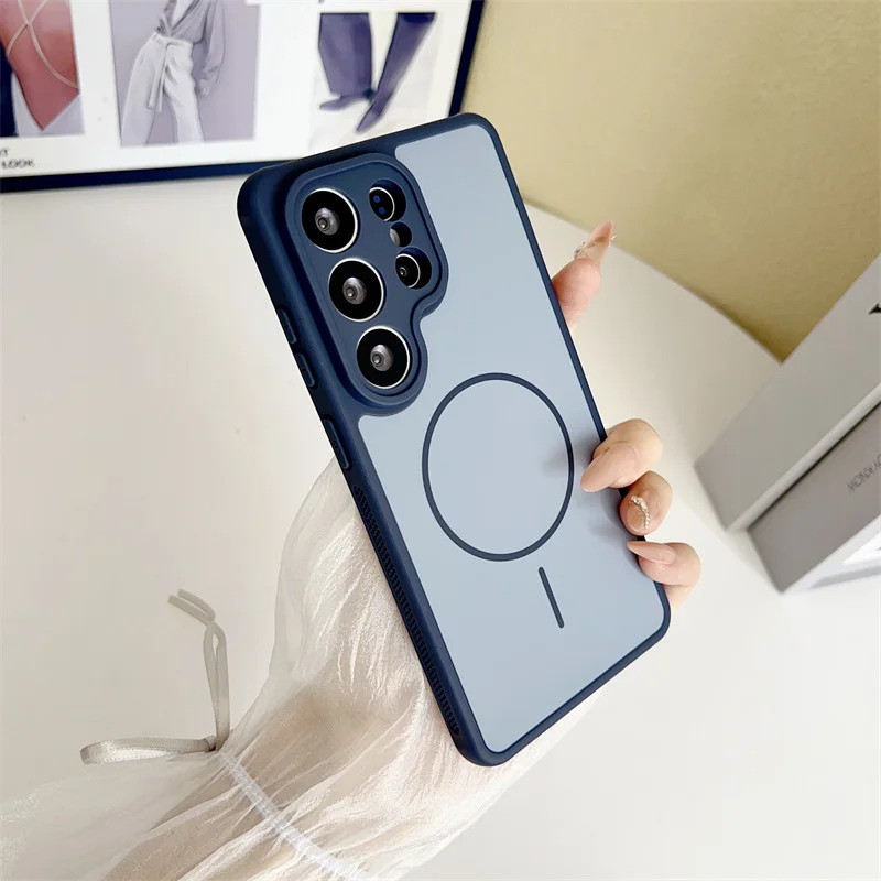 เคสป้องกันโทรศัพท์สําหรับ Samsung Galaxy S26 Plus S25 S24 S23 Ultra ฝาครอบแม่เหล็กอะคริลิคกันกระแทกไร้สายชาร์จ Simple ป้องกัน House