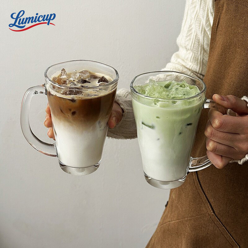 แก้วชาไทยมีหูจับ  แก้วกาแฟเย็น/น้ำผลไม้ สำหรับคาเฟ่/ร้านชา/ร้านอาหาร สั่งจำนวนมาก แพ็คป้องกันแตก