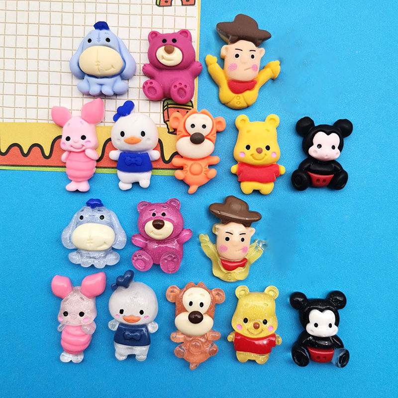 10ชิ้นการ์ตูนเสือลูกสุนัขสตรอเบอร์รี่หมีทําเองอุปกรณ์เรซินครีมกาวเคสโทรศัพท์ผ้าโพกศีรษะกิ๊บถ้วยน้ําตู้เย็นสติกเกอร์