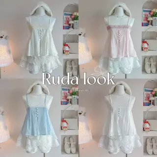 Ruda heart look สายเดี่ยวกระดุมหัวใจ กางเกงลูกไม้ (มีแยกขาย)