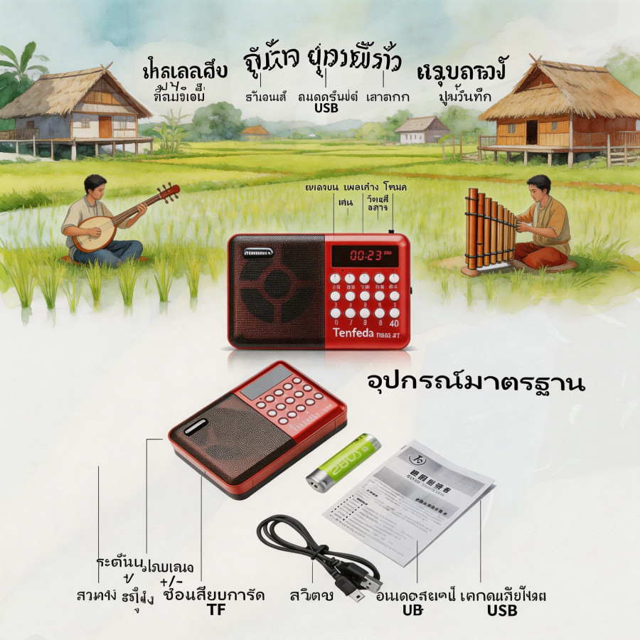 วิทยุลำโพง รุ่นCKML-003U รับได้AMFMMP3SDUSB.AUX.TF วิทยุพกพา MP3 เครื่องเล่นวิทยุ FMAMCOD + ต้นฉบับ 