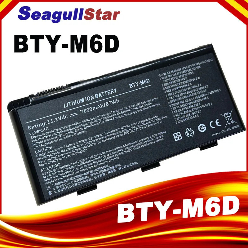 ใหม่ BTY-M6D แบตเตอรี่แล็ปท็อปสําหรับ MSI GT60 GT70 GX780R GX680 GX780 GT780R GT660R GT663R GX660 GT