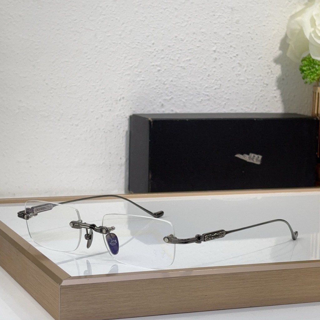 MF8O Chrome Hearts Chrome Hearts ตัดแว่นตาไม่มีขอบ Retro Frameless แว่นตากันแดดผู้ชายผู้หญิง SOFFFFF