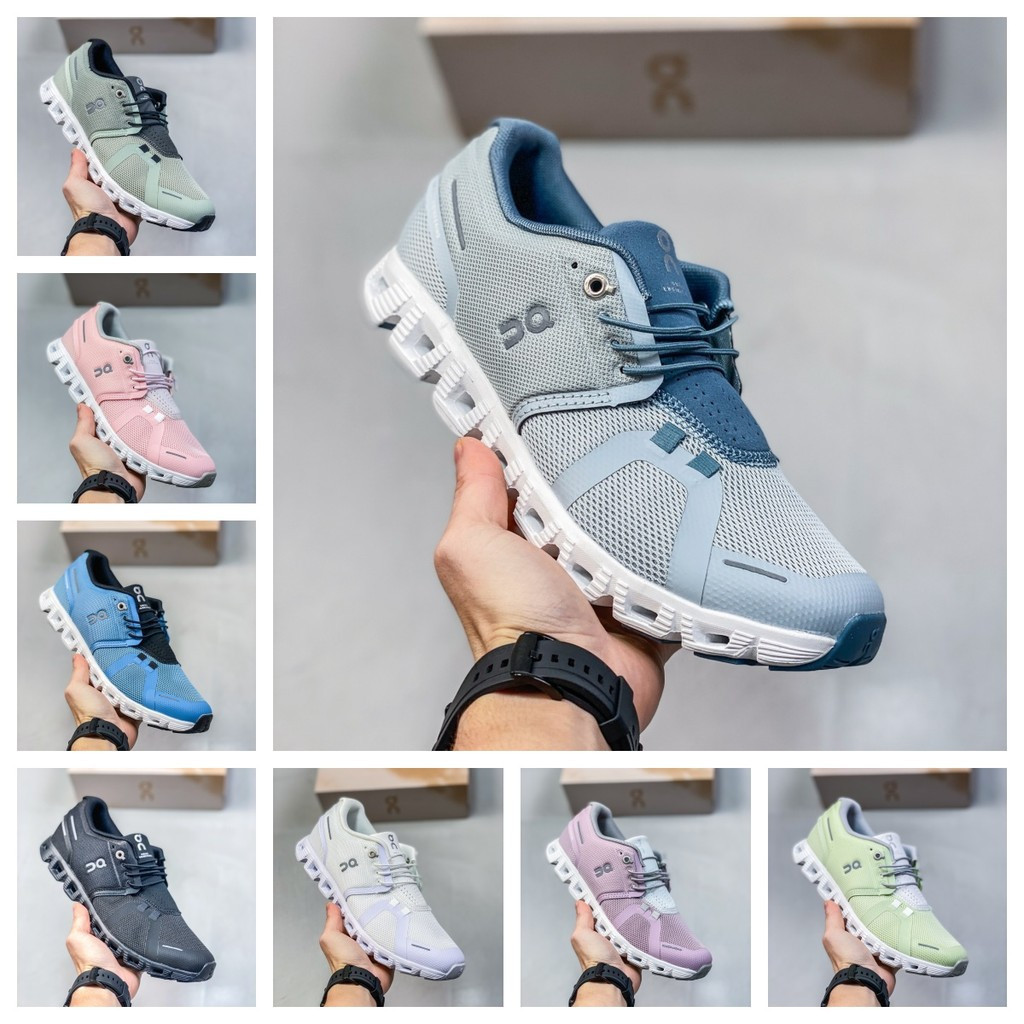 On Running On Cloud 5 Cloud5 ผู้ชายผู้หญิงรองเท้าวิ่งรองเท้ากีฬา Unisex Universal คู่สีชมพู WXLY