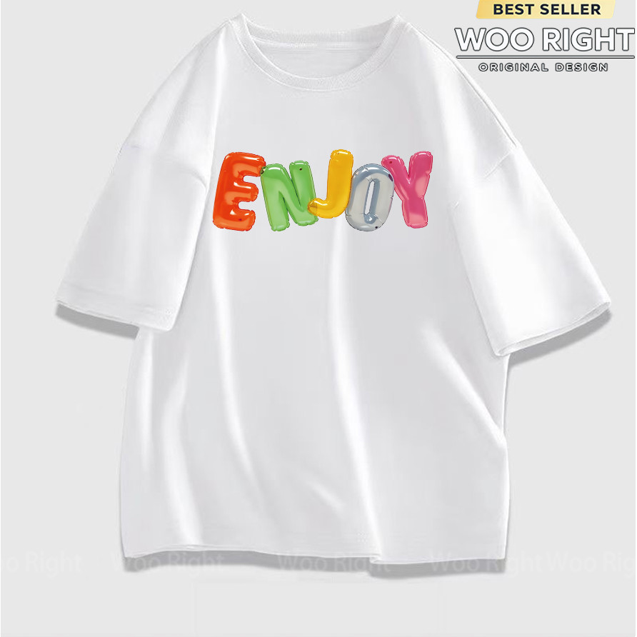 Woo Right تيشيرت قصير Boxy ‏ENJOY — صورة 8