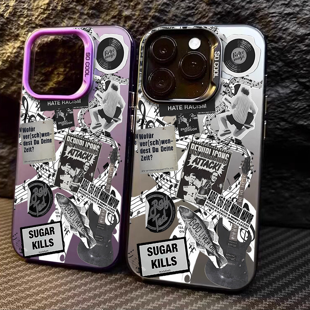 เคสลายกราฟฟิตี้แนวดนตรีร็อก iPhone 17 16 15 14 13PRO 12 11 XR XS XSMAX สไตล์วินเทจ สตรีท เท่ทันสมัย