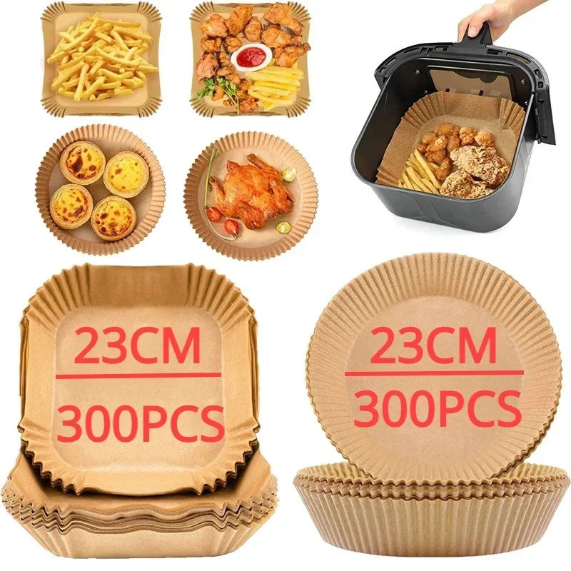 ขนาดใหญ่ 23 ซม.Air Fryer กระดาษแบบใช้แล้วทิ้ง Non-stick Airfryer Parchment กระดาษอบพิเศษสําหรับ 3-10
