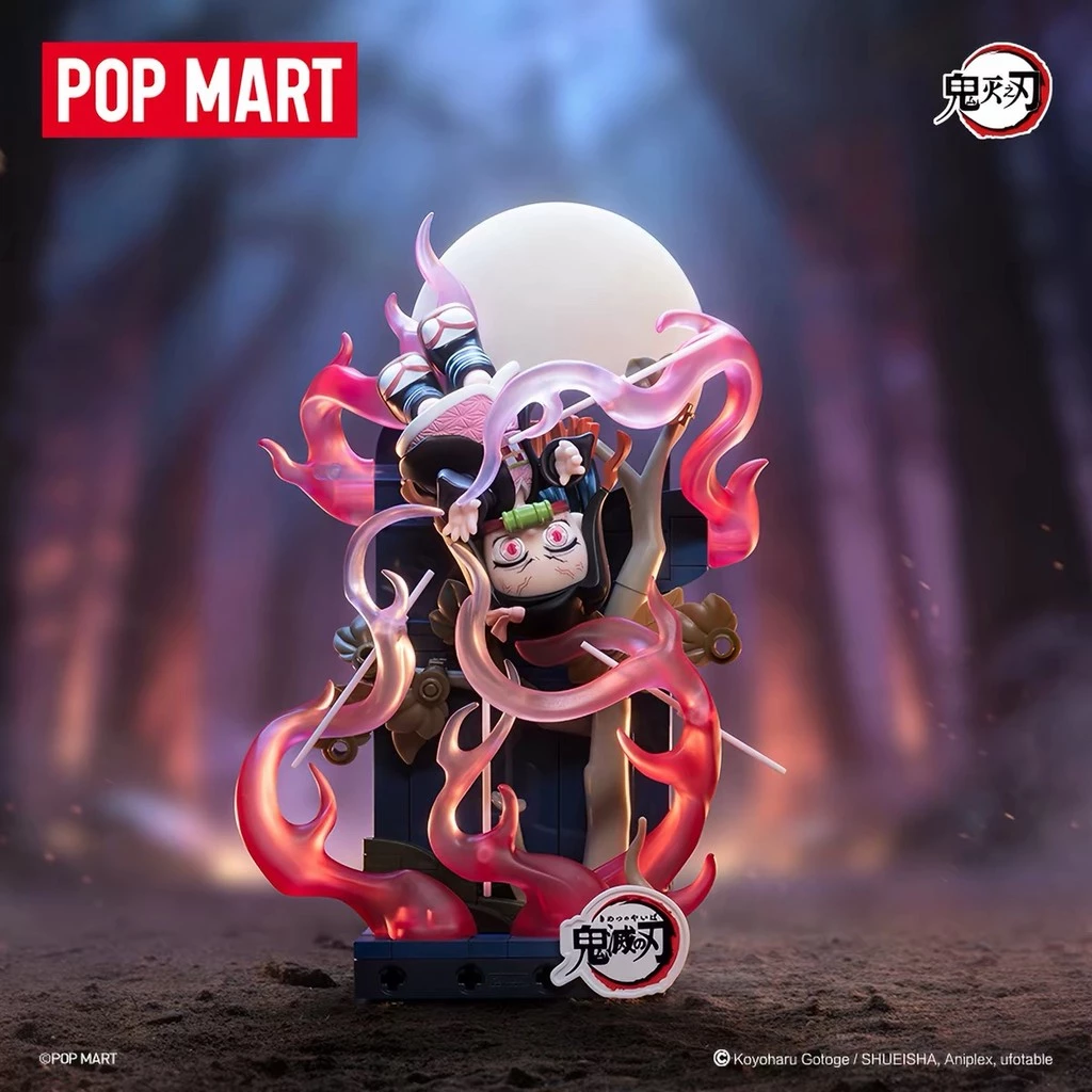 P POPMART POPMART Demon Slayer Stand Series Building Block รูป Mystery Box ของเล่นตกแต่งของขวัญ