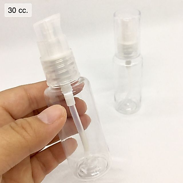 ขวดปั๊ม หัวกด หัวเซรั่ม ขวดแบ่ง 35 ml ทรงสูง บ่าตัด พร้อมฝาครอบ
