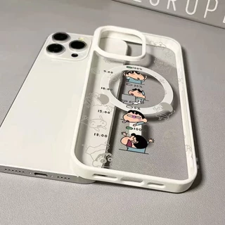 เคสโทรศัพท์ชินจังสุดน่ารัก เข้ากันได้กับ iPhone 17 Pro 16 15 Plus 14 13 Pro Max 12 11 เคสแม่เหล็กคุณภาพสูง