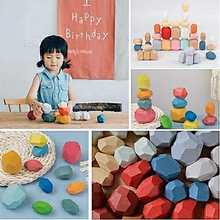 'Polly's House' บล็อกไม้ หินบล็อกไม้ balance stone ของเล่นไม้ มอนเตรส ของเล่นไม้สำหรับเด็ก montessri