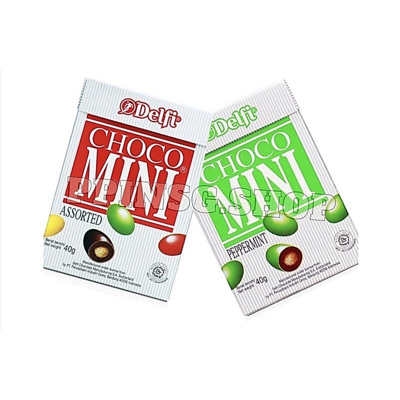 (พร้อมส่ง) 1 กล่องเล็กdelfi choco mini pepermint&assorted  ชอคโกแลตมิ้น ขนมวัยเด็ก ขนมยุค 90**