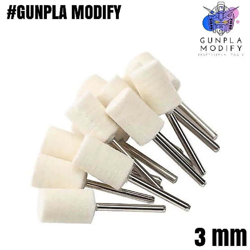 หัวขัดเงาขนแกะอย่างดี ทรงกระบอก ขนาด 8 mm แกน 3 mm สำหรับขัดเงางานพลาสติก ใช้กับเครื่องขัดชิ้นงาน