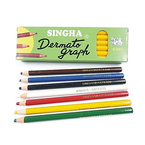 (KTS)ดินสอเทียนเขียนกระจกตราสิงห์ SINGHA 6300 เลือกสีได้