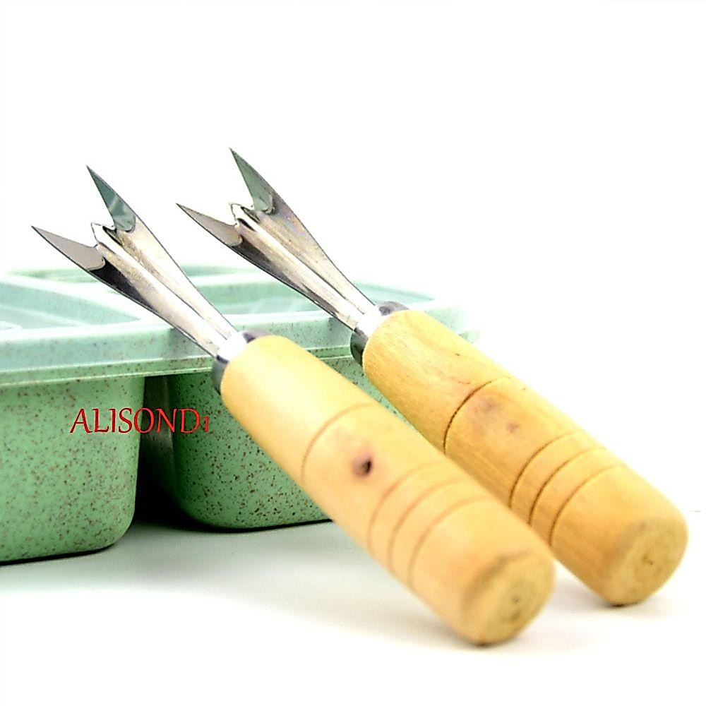 Alisond1 เครื่องปอกสับปะรด สเตนเลส อเนกประสงค์ ที่ปอกเมล็ดสับปะรด เครื่องตัดแกน ด้ามจับไม้ แบบพกพา ขุดตา ในครัวเรือน