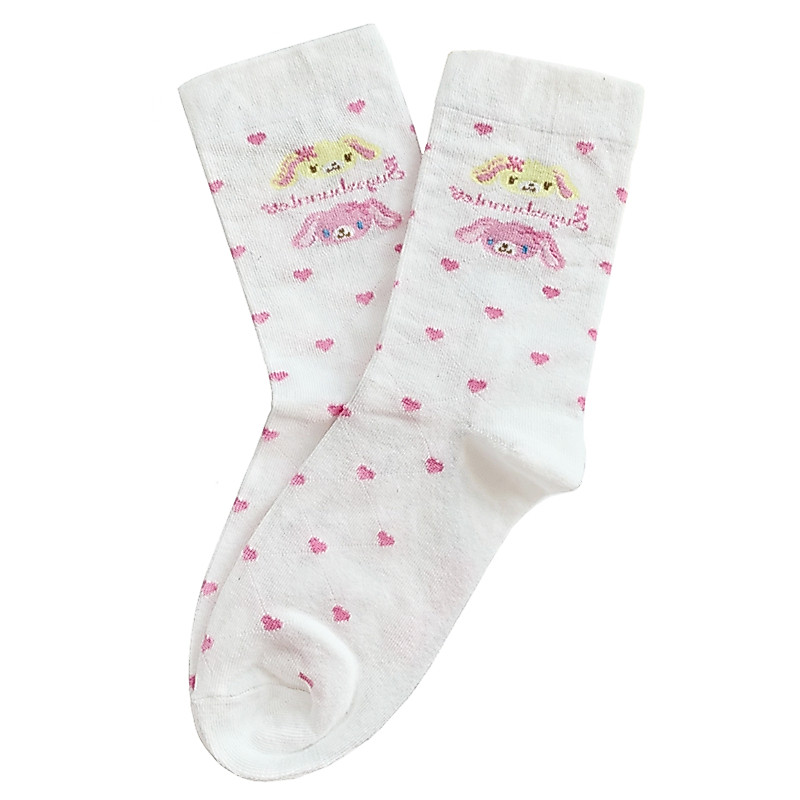 น่ารัก Sugarbunnies ถุงเท้าสําหรับผู้หญิงสาวรูปหัวใจ Hanausa Momousa Bunny อะนิเมะสีขาว Lolita ในหลอดถุงเท้า