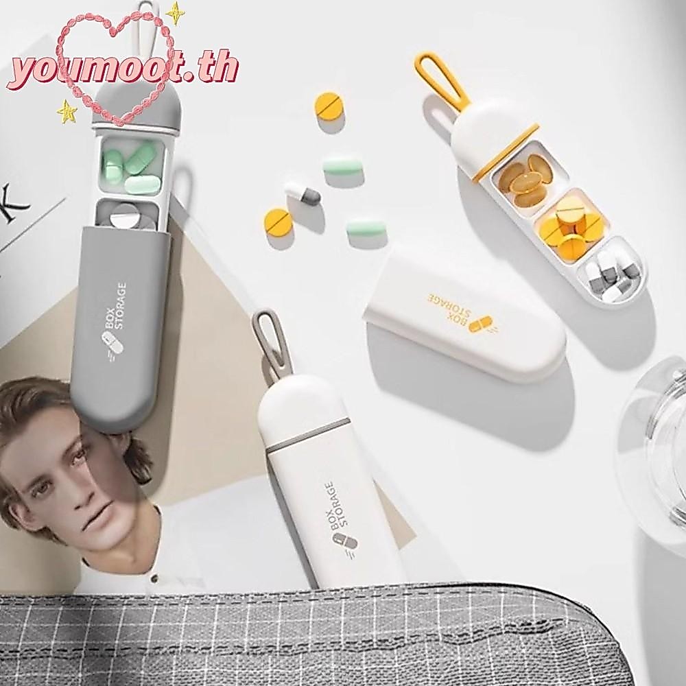 💊YOUMOOT กล่องยา,ขนาดเล็กสามช่องกล่องยาในครัวเรือน,แบบพกพาป้องกันความชื้นแบบพกพาออกแบบช่องทุกวันกล่องสามช่องเดินทางพก