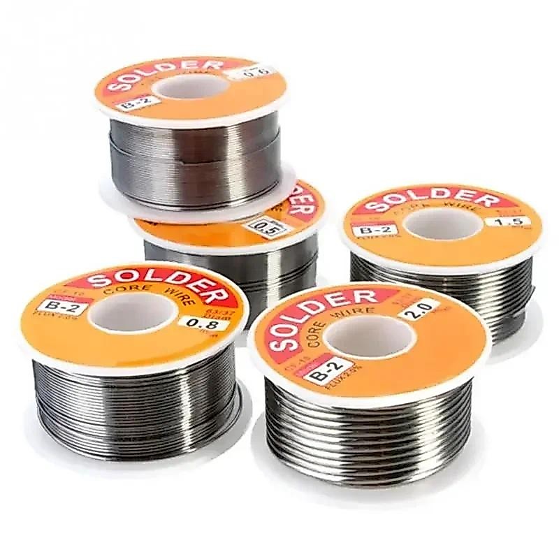 ใหม่ 100g 0.6/0.8/1/1.2 63/37 FLUX 2.0% 45FT ตะกั่วดีบุกลวด Melt Rosin Core Soldering ลวดม้วนไม่มี-clean