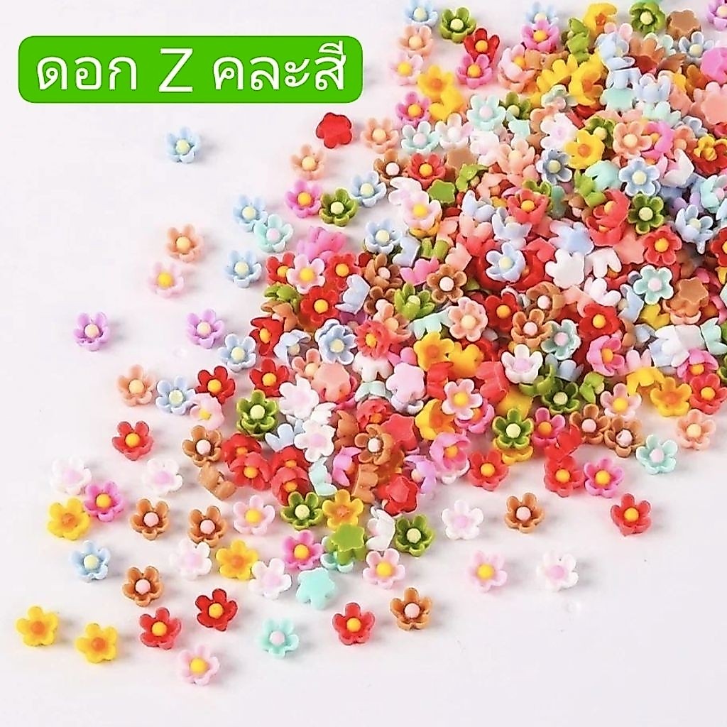 🇹🇭50ชิ้น ดอกกุหลาบ , ดอกไม้ติดเล็บ อะไหล่ตกแต่งเล็บ ดอกคามิเลีย ลวดกำมะหยี่