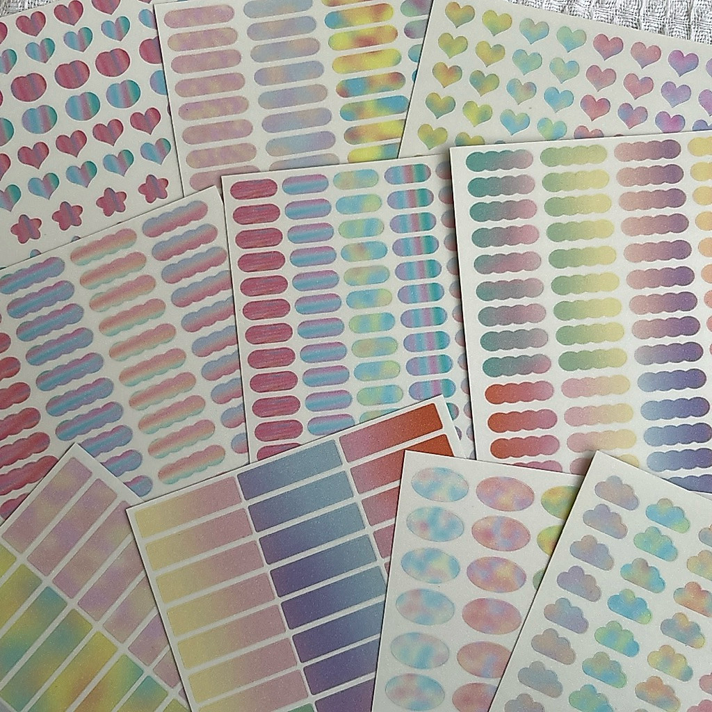 สติกเกอร์**ใส**เคลือบกลิตเตอร์(มี 10 แบบค่ะ)