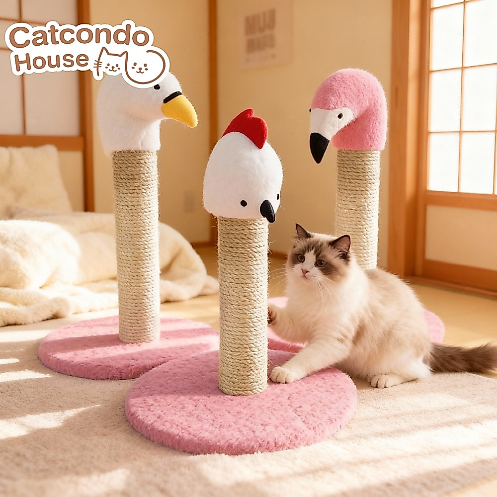 Cathouse ที่ลับเล็บฟลามิงโก้ , ที่ลับเล็บไก่ขาว , ที่ลับเล็บห่าน เสาลับเล็บแมว ของเล่นแมว