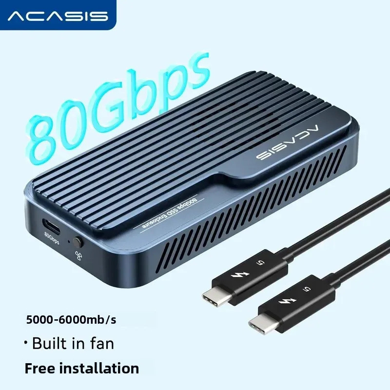 Acasis 80Gbps USB 4 V2 M.2 NVMe SSD Enclosure พร้อมพัดลมระบายความร้อน JHL9480/RTL9210 ชิปสําหรับ TB3