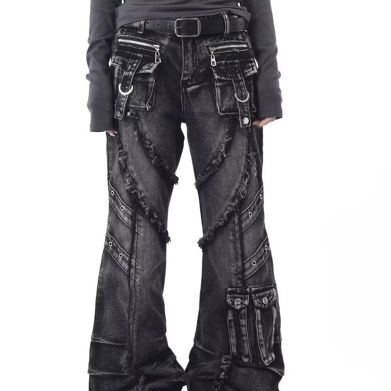 SEACHENIC American Retro Heavy-Duty Stitching Skinny Jeans การออกแบบหลายกระเป๋า — صورة 5