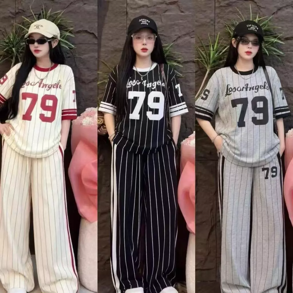 DTXmarket No.UG79 ชุดเซ็ท2ชิ้น เสื้อ+กางเกง พิมพ์ลายตัวเลข 79 ชุดเซ็ทแฟชั่น เสื้อผ้าแฟชั่น