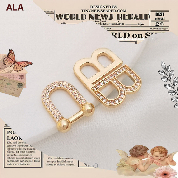 💖ALA เครื่องประดับ DIY💖สีระบุ 14K Gold ฝังเพทาย U-Shaped Horseshoe Buckle Letter Double B จี้ทําด้วย