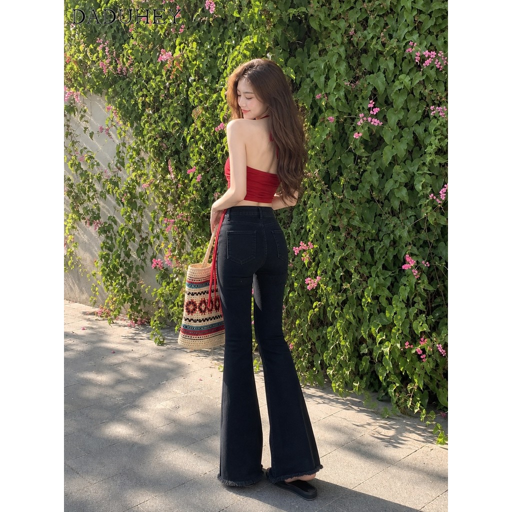 DaDuHeyDaDuHey Seluar Bootcut Jeans Plus Size Stretch Pants Bell-Bottomed New Jeans Women's Jeans High Waist Pants